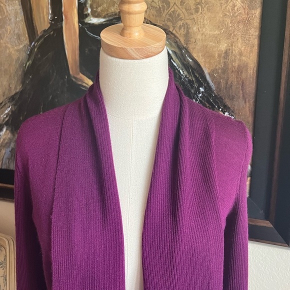 Donna Karen Plum Shawl Collar Cardigan Size XS/S - Picture 2 of 6